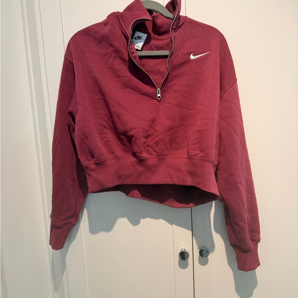 Nike Women's Sportswear Phoenix 1/4 Zip Fleece Pullover - Rosewood - Picture 2 of 3